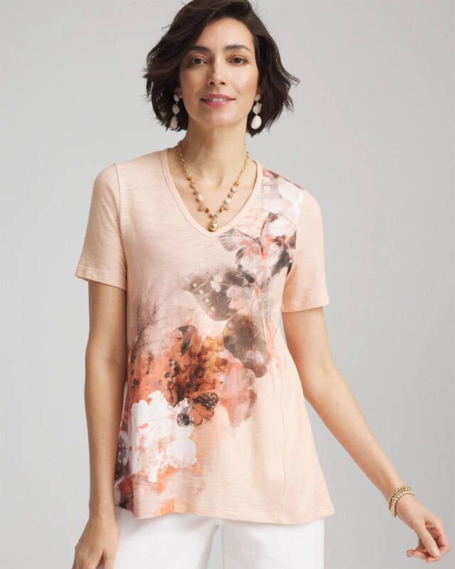 Butterfly Slub V-Neck Tee - image 1